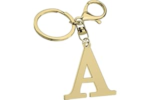 SUWEIBUKE Stainless Steel Gold Letter A-Z Keychain for Women Men, Initial Letter Pendant with Key Ring, Charms for Key Backpack Bag