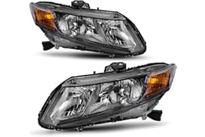 AUTOSAVER88 Headlight Assembly Compatible with 2012 2013 2014 2015 Civic Sedan 4-Door 12 13 Civic Coupe 2-Door Black Housing Amber Reflector
