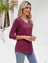 Sherosa 3/4 Sleeve Tunic Tops for Women Loose Fit
