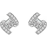 18K White Gold Plated Sterling Silver Square Princess Cut Cubic Zirconia Stud Earrings for Women Square Diamond CZ Stud Earrings for Women Hypoallergenic