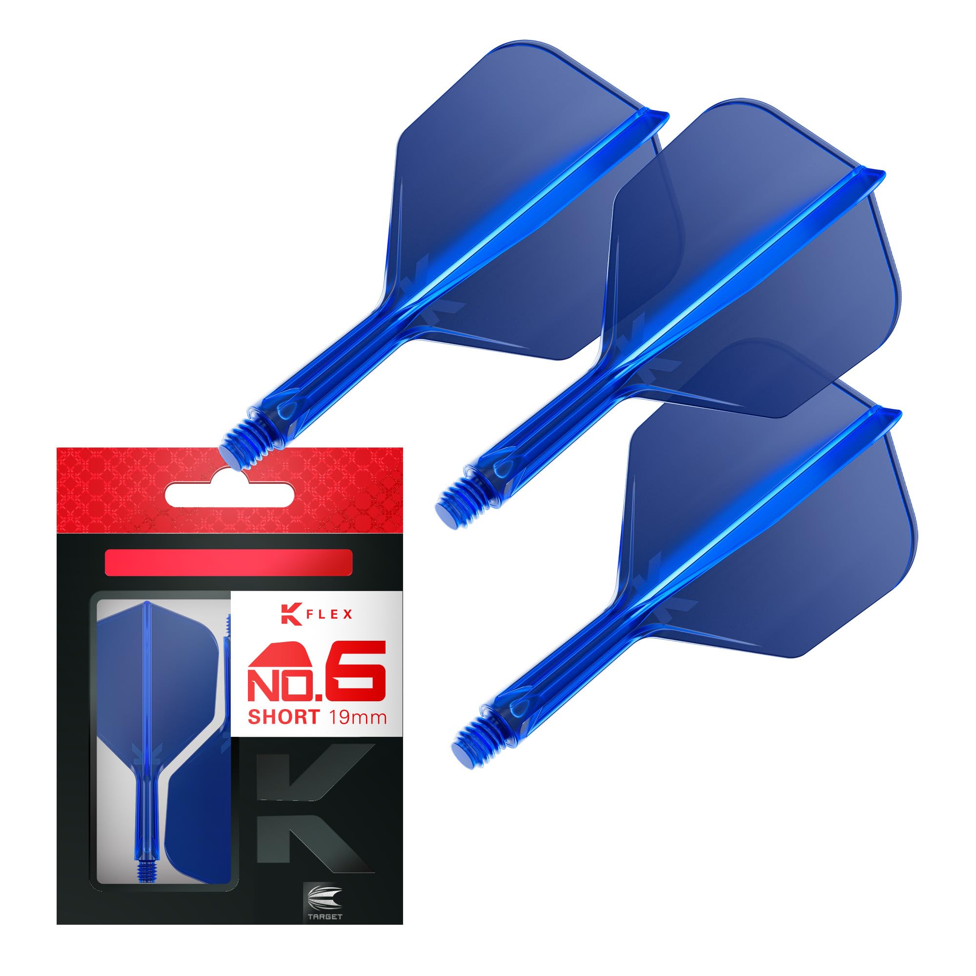Target Darts K Flex Integrated Dart Flights And Shafts, No.6 Blue (Short) | Pack Of 3 K-Flex - No6, Kflex All In One Moulded Dart Flight & Stem | Professional Dart Accessories