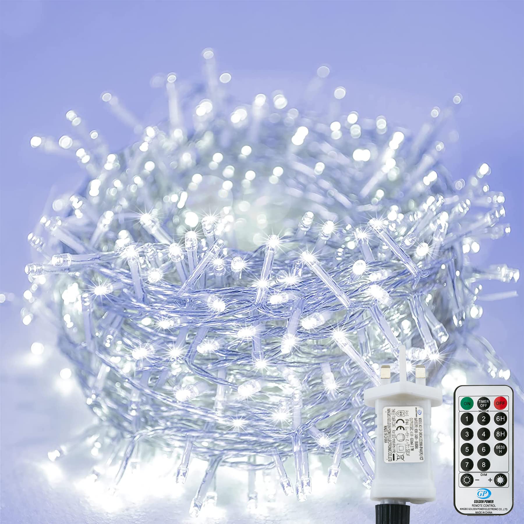 Lezonic Fairy Lights Main Powered, 50M/164Ft 500LED Garden Lights Waterproof, 8 Modes Plug in Fairy Lights for Bedroom, Gazebo, Wedding, Party, Christmas Decorations (Cold White) — image 1