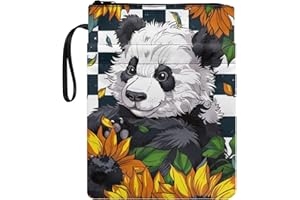 PCSJRKG Panda Sunflower Printed Book Sleeve Kid's Book Cover Book Protector for Boys Girls, Reusable Book Covers for Paperbac