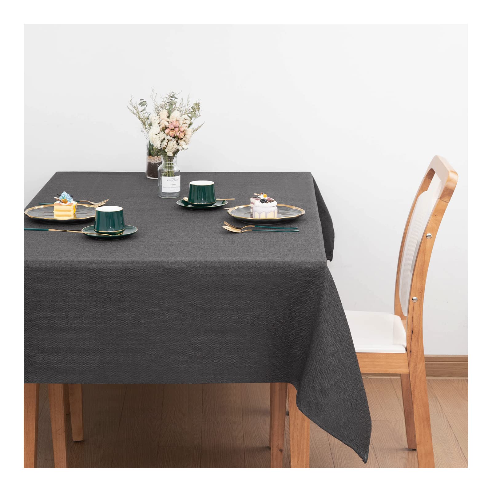 SANLEHAUSE Table Cloth Grey 57 X 71 Inch, Rectangular Tablecloth Linen Tablecloth Lotus Effect Tablecloths Anti-Shrink Soft and Wrinkle Resistant Waterproof Color