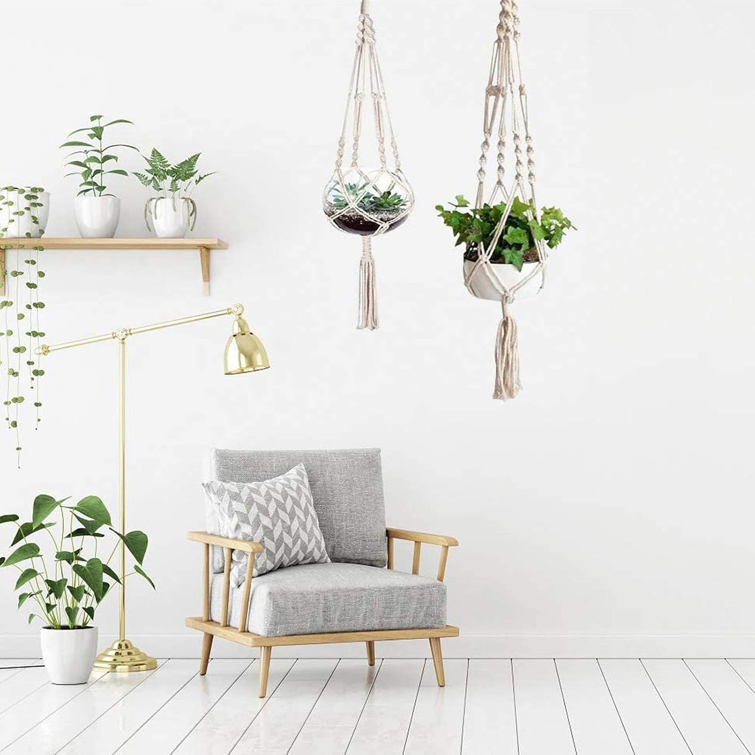 Sixyotie Macrame Plant Hangers 4 Legs Indoor Hanging Planter Basket Handmade Hanging Plant Holder Flower Pot Holder for Decorations - Image 4