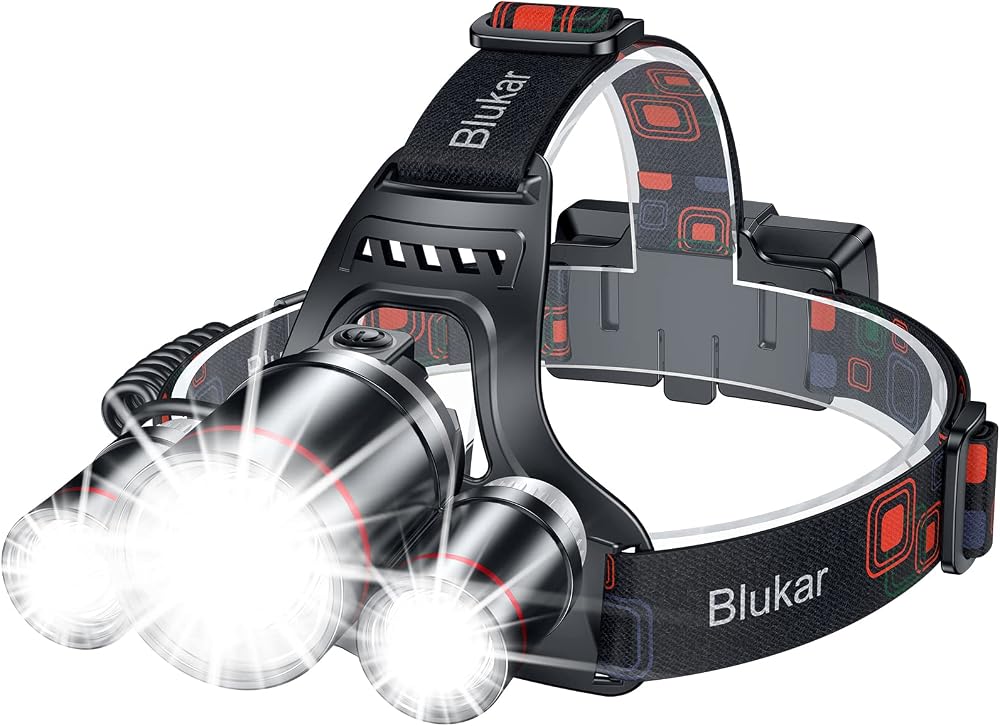 Blukar Head Torch Rechargeable 8000L 5 Modes 4400mAh IPX6 Red Backlight