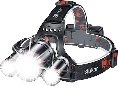 Blukar Head Torch Rechargeable 8000L 5 Modes 4400mAh IPX6 Red Backlight