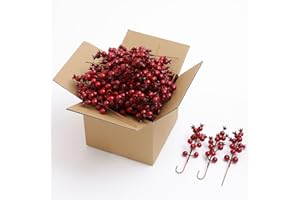 mizii Christmas Tree Decorations 50Pcs Artificial Red Berry Stems 8in Berry Picks Holly Berries Branches for Christmas Decor Xmas Winter Holiday Home DIY Ornaments (Burgundy)
