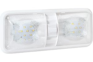 XPORTION RV Light, 12V Led Lights 700LM, 8W Camper Lights, Ceiling Double Dome Light Fixture with ON/Off Switch Interior Lighting for Car/RV/Trailer/Camper/Boat, Natural White 4000-4500K, 1 Pack.