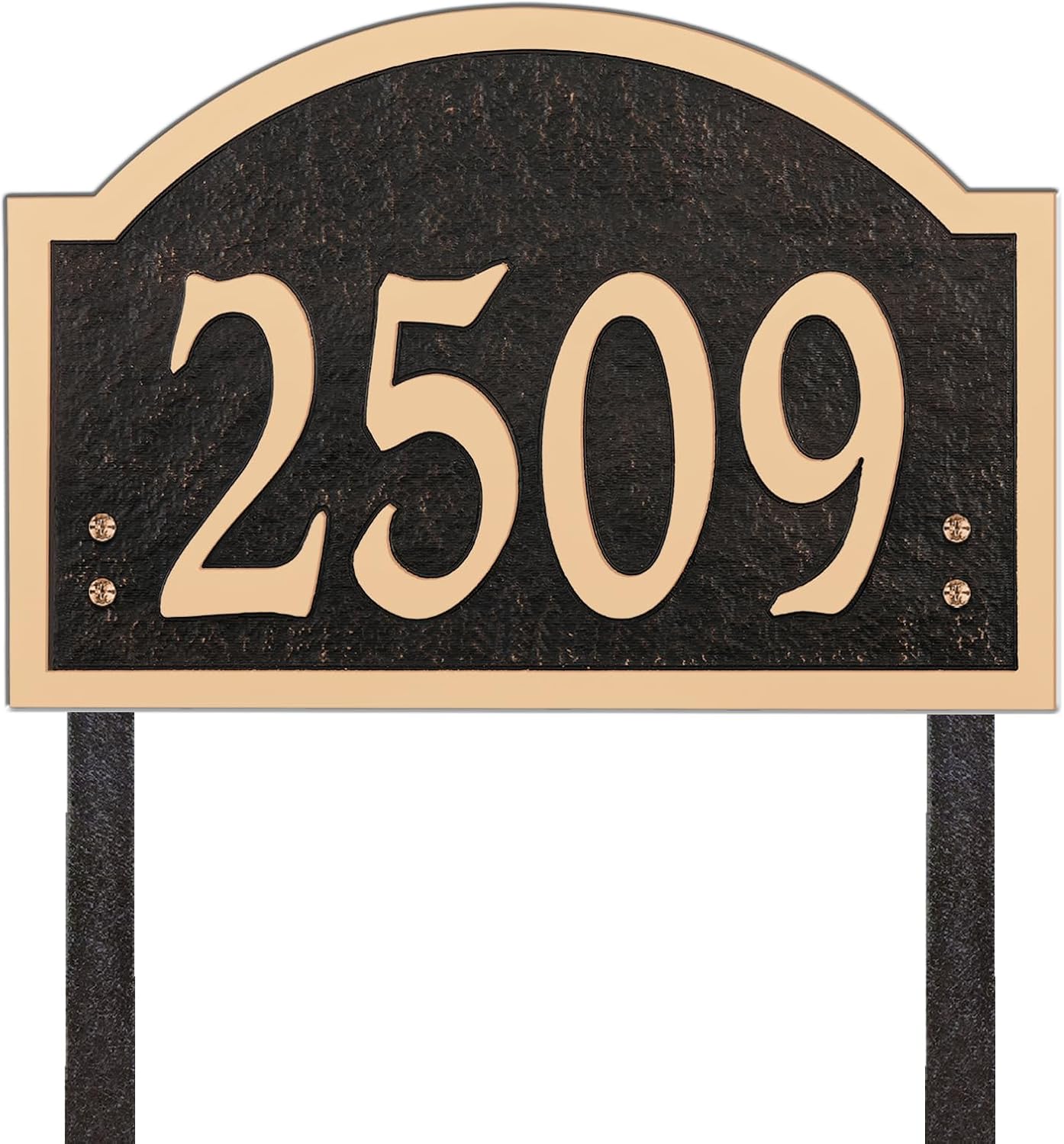 Plaques & Wall Art - Address Sign Plaque LAWN MOUNTED Cast Metal - Personalized Metal Large House Numbers Sign Plaque Plate for Lawn,Garden,Yard,Street - House Address Numbers for Outside House 911 Visibility with Stake(Rose Gold)