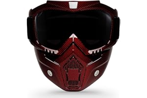GGBUY Motorcycle Goggles with Removable Face Mask, Riding Glasses Dirt Bike ATV Motocross Detachable Eyewear Offroad Airsoft Paintball Cycling Protective Full Face Mask Anti-Fog for Adults Youth