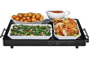 Chefman Electric Warming Tray with Adjustable Temperature Control, Perfect For Buffets, Restaurants, Parties, Events, and Home Dinners, Large 21” x 16” Glass-Top Surface Keeps Food Hot – Black