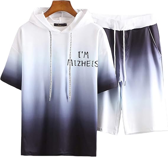 Amazon 接触冷感 パーカー グラデーション 夏 ペアルック パーカー Tシャツ パンツセットアップ カップル メンズ レディース 半袖 長袖 パーカー フード付き ユニセックス トップス ボトムス ペ トレーナー パーカー 通販