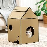 Conlun Cardboard Cat House with Scratching Board and Catnip Medium view 6
