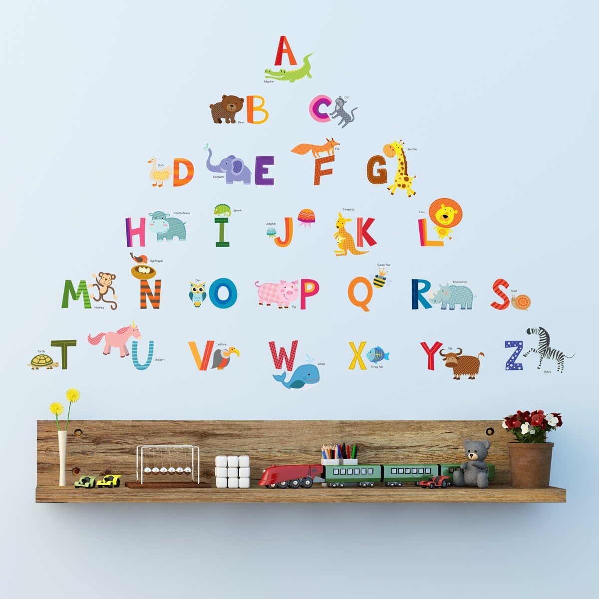 DECOWALL DA2-1503A Colorful Animal Alphabet ABC Kids Wall Stickers Peel and Stick Decals Removable Nursery Bedroom Living Room Art Murals (Medium) - Image 3