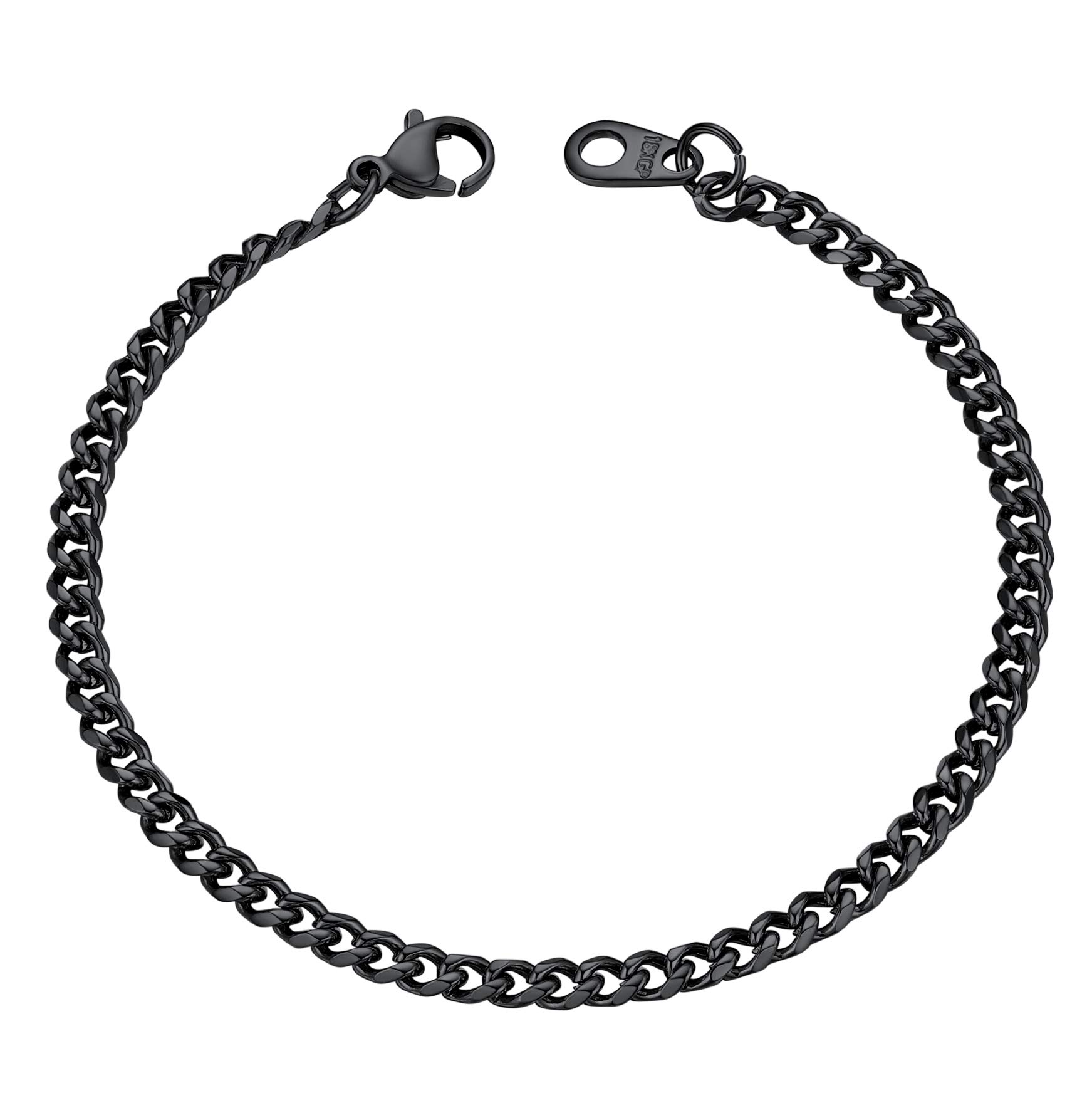 U7 Boys Bracelets Stainless Steel Black Cuban Link Mens Chain Bracelet for Father