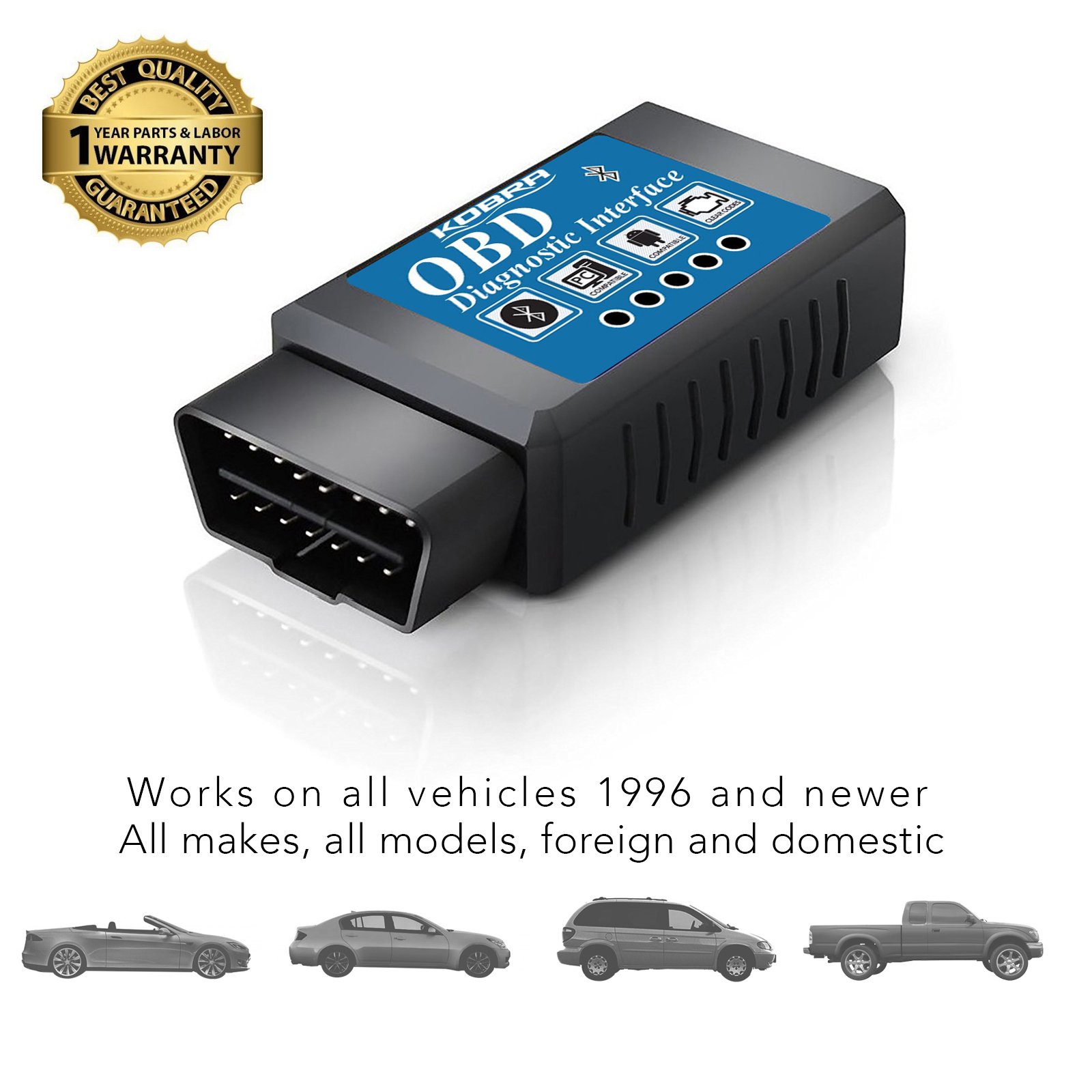 Kobra OBD2 Scanner Bluetooth Scan Tool Adapter, Car Code Reader for Android & Windows Devices