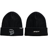 Dodge SRT Hellcat Flip Knit Hat &ndash; Black Cuffed Beanie with Front Hellcat Logo &amp; Rear SRT Embroidery &ndash; One Size Fits Most