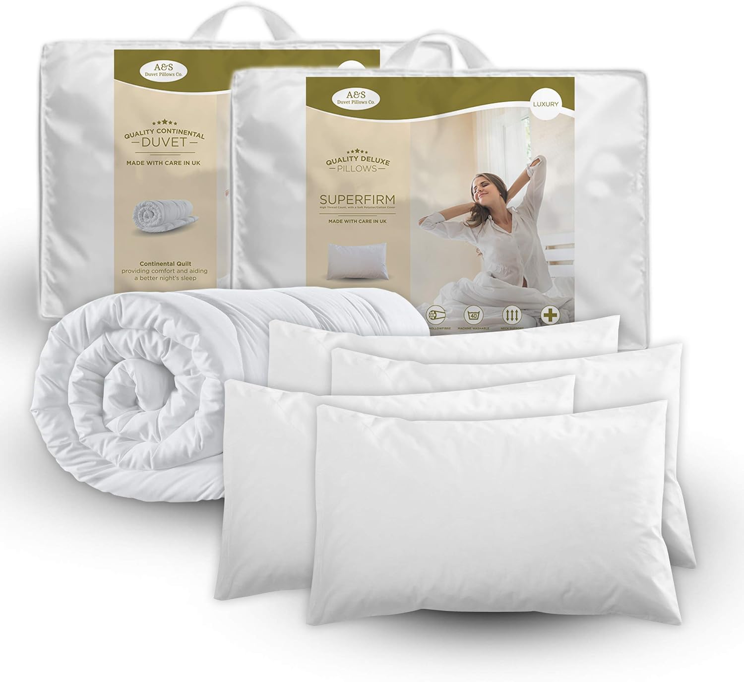DOUBLE DUVET \u0026 4 DELUXE PILLOWS 