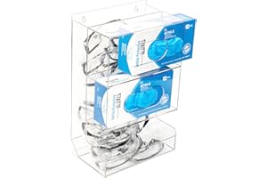 SEANADO Safety Glasses Dispenser Glove Box -2 in 1 Dustproof Acrylic Bin Holder for Protective Eyewear Goggles Used in Indust