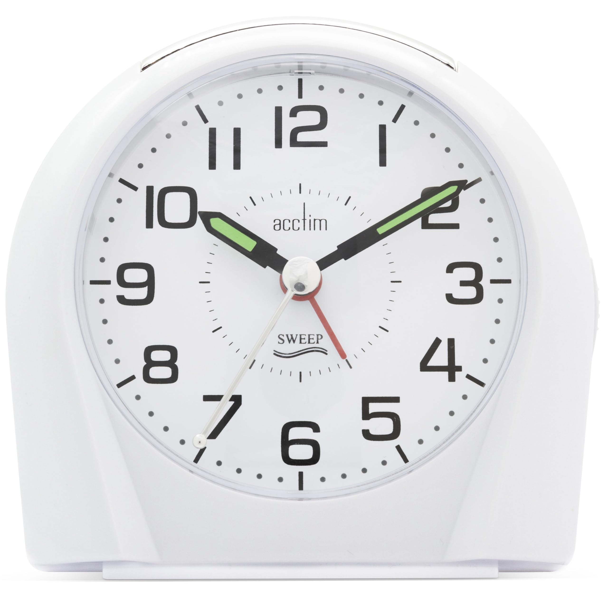 Acctim Europa Analogue Alarm Clock Non Ticking Sweep Quartz Luminous Hands Energy Efficient White 14112