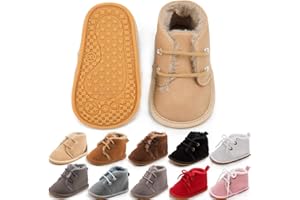 Meckior Baby Booties Newborn Infant Unisex Baby Girls Boys Velvet Rubber Anit-Slip Sole Shoes Toddler Fleece Cozy Winter Warm