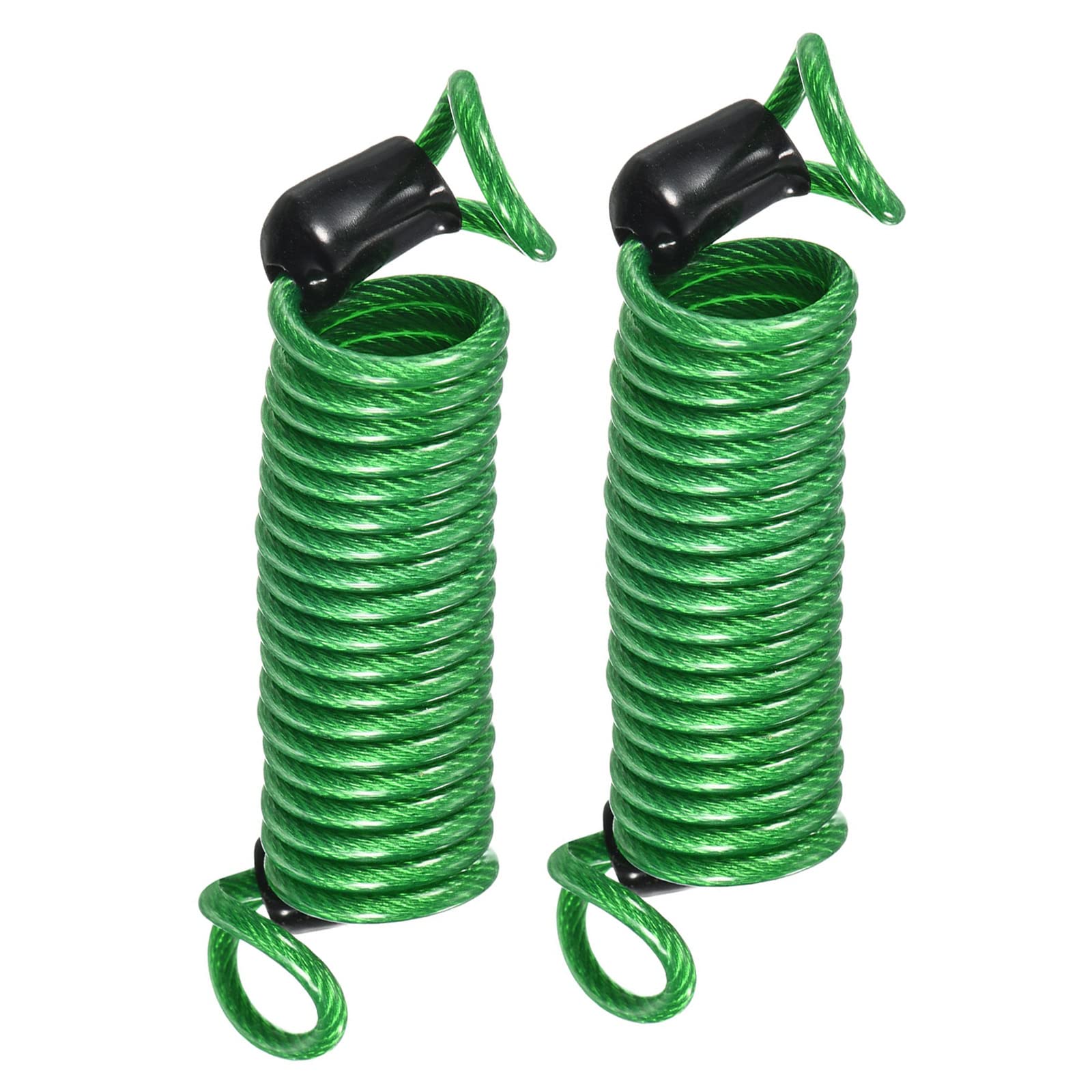 M METERXITY 2 Pack Disc Lock Security Steel Cable - Plastic Coated Spring Reminder Wire Anti-Theft Rope, Apply to Outdoors Protection (2.5mmx1m, Green)