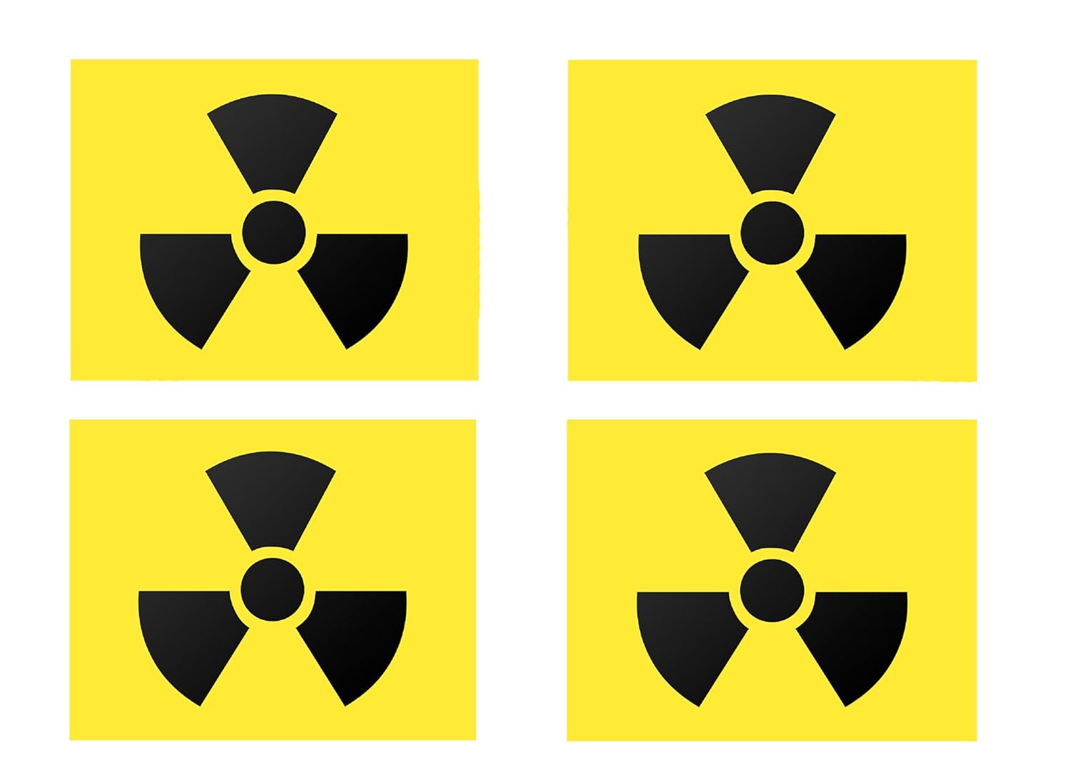 Nuclear Radiation Warning Symbol Sign 4 Pack Hazard Radioactive Bumper