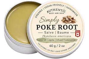 Poke Root and Castor Oil Salve, Poke Root Salve, 2 oz Vegan-Friendly Canadian Traditional Botanical Pokeweed Root, Castor Oil
