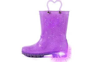 Outee Toddler Kids Adorable Lightwight Waterproof Rain Boots Light Up by Steps
