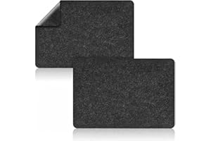 SIUDANGKA 2 Pcs Heat Resistant Mat for Air Fryer, Coffee Maker, Toaster - Black Rectangular Felt & Silicone Countertop Protector with Sliding Function
