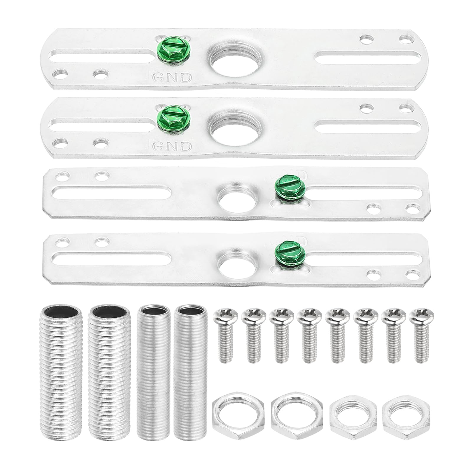 PATIKIL 4" Light Crossbar Kit, 4 Set Universal Light Fixture Mounting Bracket with 1/8IP and 1/4IP Tap Center Hole Ceiling Light Plate Canopy Hardware Set for Chandelier, Silver Tone