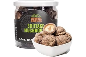 VIGOROUS MOUNTAINS Dried Shiitake Mushrooms for Cooking, 2-3CM Dehydrated Mushrooms, Dry Fresh Vegan No Fumigation Sulfur (1.5Oz)
