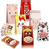 Dianelhall 30 Pack Farm Party Favor Bags Animal Goodie Candy Bags for Girls Boys Farm Theme Birthday Decorations Baby Shower Party Supplies Return Gifts, 6 Designs