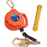 TRSMIMA Fall Protection Retractable Lanyard - 30ft Self-Retracting | Lifeline Safety Yoyo Fall Arrest Safety Construction Roofing Galvanized Steel Cable Two Internal Shock Absorber System