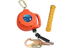 TT TRSMIMA TRSMIMA Fall Protection Retractable Lanyard - 30ft Self-Retracting Fall Arrest Safety Construction Roofing Galvanized Steel Cable Two Internal Shock Absorber System Waterproof Housing