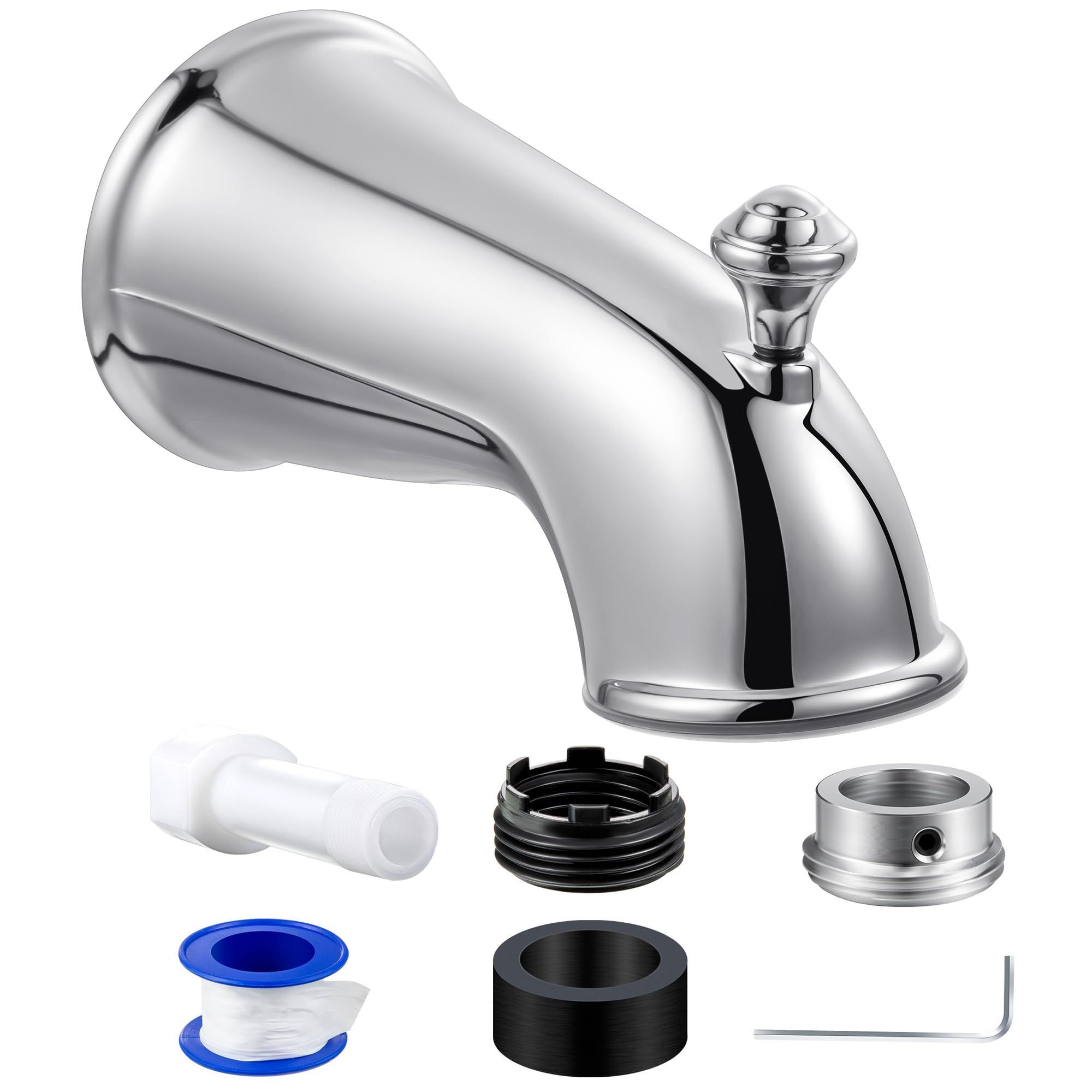 Photo 1 of Dreyoo Tub Spout (Universal Fits 1/2" Copper Pipe, 1/2" IPS and 3/4" IPS), Bathroom Bathtub Faucet with Adapters and Hex Wrench(Chrome,Classic)