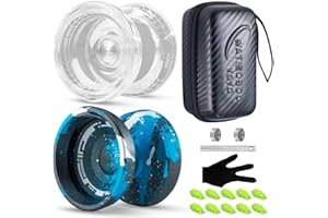 WATIEOBOO yoyo 2-Piece Set - P02 Crystal yo-yo and M18 Black Blue Silver Camouflage Yo-yo, Suitable for Beginners and Professional Yoyo Stunt Players, Adult Yo-Yo and Beginner Yo-Yo