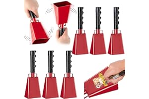 CZBRO 6 Pack Cowbells DIY Cow Bells Noise Makers 8 Inch Cow Bell with Handles, Cheering Bells for Sporting Event, Cheering Noise Makers for Football Games, Concert, School Graduation, Party (8“, Red)