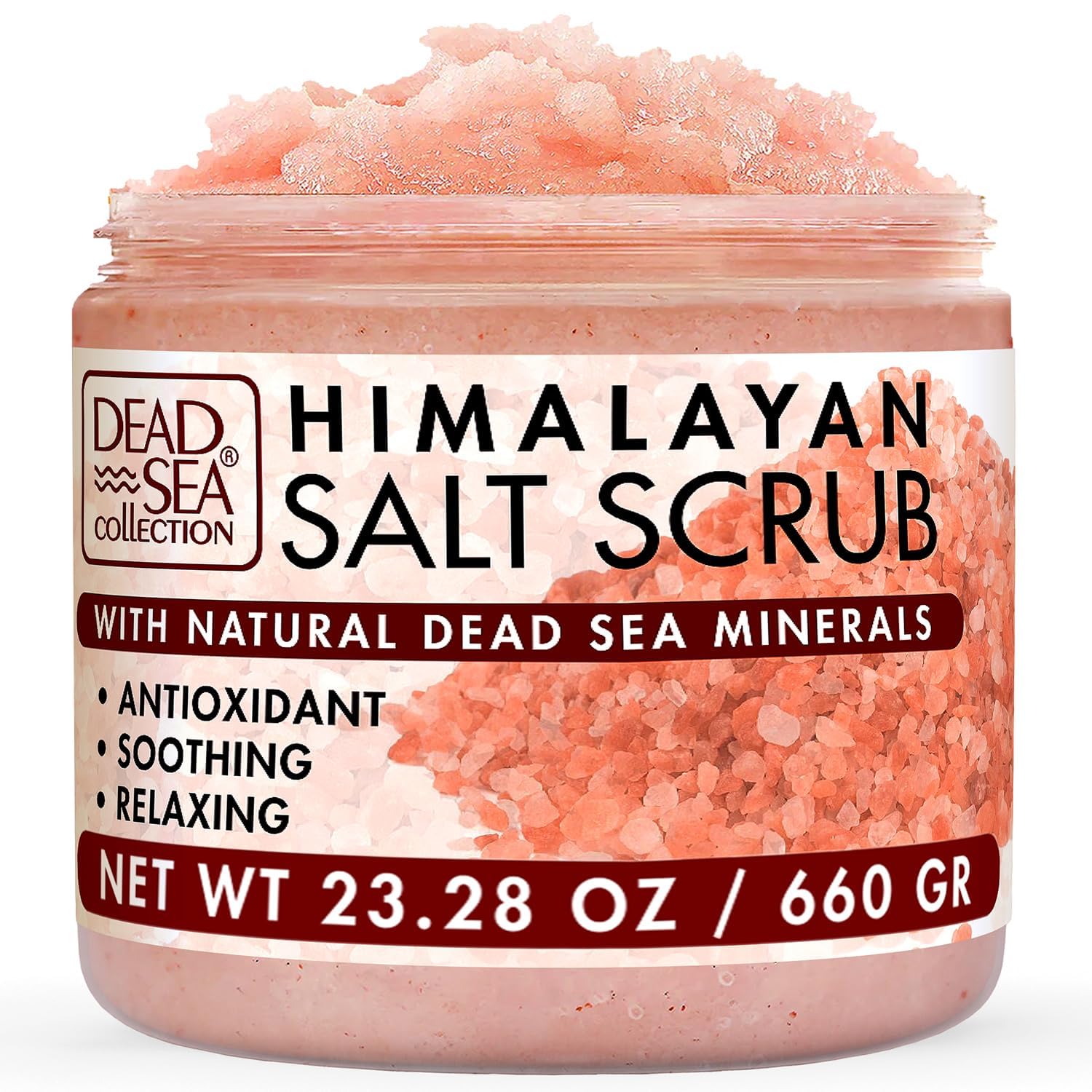 Dead Sea Collection Body Scrub with Himalayan Pink Salt and Dead Sea Minerals – Hydrating & Moisturising, Softening & Nourishing with Botanical Oils (660g)