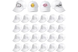 28 Pcs Adult DIY Baseball Caps Bulk White Blank Baseball Hat Adjustable Sport Ball Cap for Men Women Running Fishing Travel