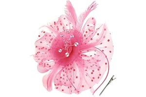 QIYIFAN Women's Feather Mesh Flower Fascinator with Headband and Clip Wedding Tea Party Kentucky Derby Fascinator Hats