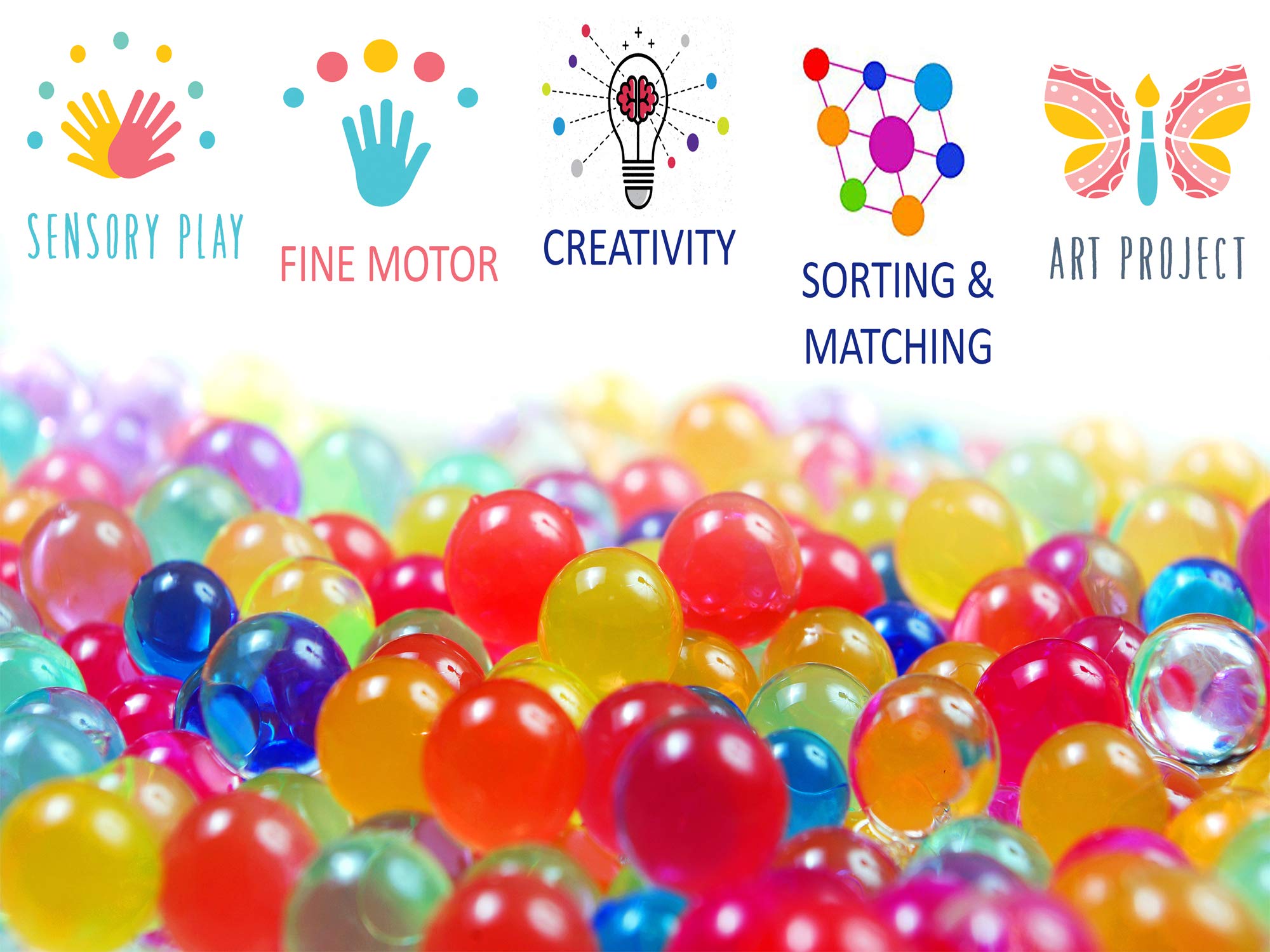 Sooper Beads Water Beads Rainbow Mix, 8 oz (20,000 beads) for Soothing Spa Refill, Sensory Toys
