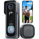 BOIFUN Video Doorbell Camera Wireless &ndash; No Subscription Required, 2K HD | 166&deg; Wide View, HDR Night Vision, Motion Alerts, Two‑Way Audio &amp; Battery Video Doorbell with Chime, 2.4 GHz Wi‑Fi Only