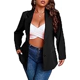 WDIRARA Women's Plus Size Elegant Single Breasted Lapel Collar Solid Casual Work Blazer
