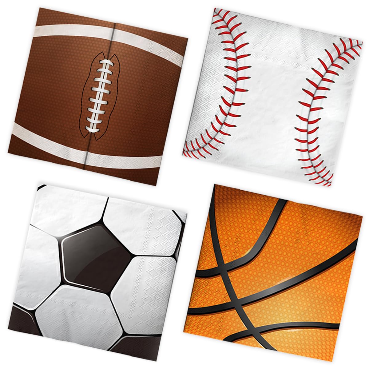 Photo 1 of 40Pcs Sports Themed Napkins-Sports Party Decorations All Star Basketball Football Baseball Soccer Disposable Paper Napkins for Boys Birthday Party Supplies