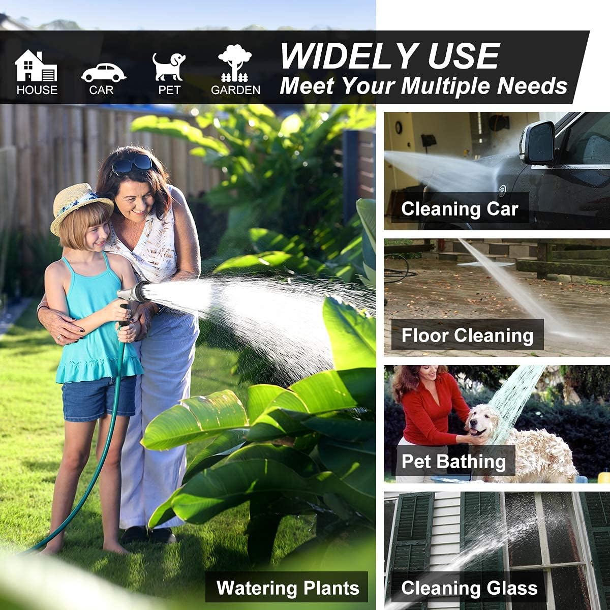 Garden Hose Nozzles 9 Adjustable Patterns Hose Spray Nozzle Heavy Duty Metal Hose Nozzle Spray Gun Slip Resistant Water Sprayer for Cleaning/Watering Lawn Garden/Pets Shower /Car Washing : Garden & Outdoor
