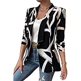 Floerns Women's Casual Long Sleeve Graphic Colorful Blazer Work Suit Jackets