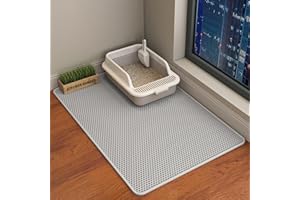 ERHAOG Cat Litter Mat Trapping Mat 46x26/35x24/30x22/24x16/20x16/18x12 Inch Cat Litter Box Mat Extra Large, Honeycomb Double Layer Tracking Washable Waterproof (30 * 22)
