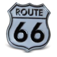 Route 66 Large Classic American 2-Piece Lapel Pin Set - White & Black Enamel With Clutch Backs